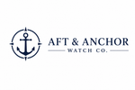 Aft & Anchor Watch Co. logo in navy blue on a white background, featuring an anchor inside a compass-style circle with the text 'AFT & ANCHOR WATCH CO.
